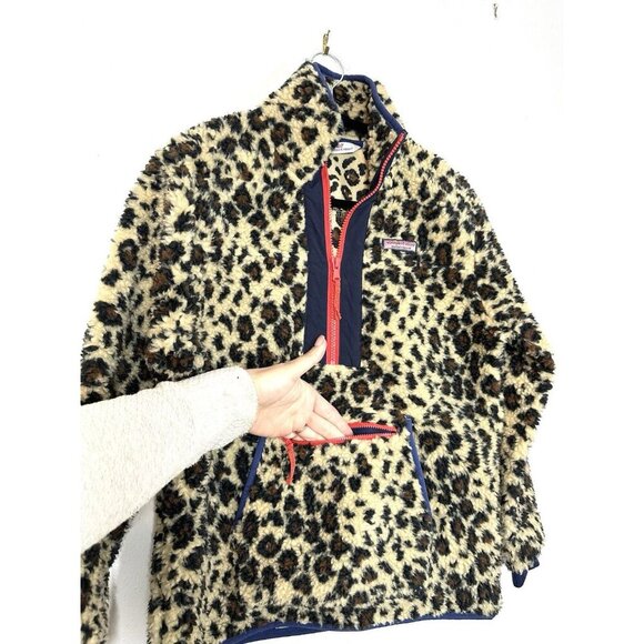 Vineyard Vines XS Womens Leopard Print Fleece SuperShep 1/2 Zip Pullover Animal - Picture 5 of 14